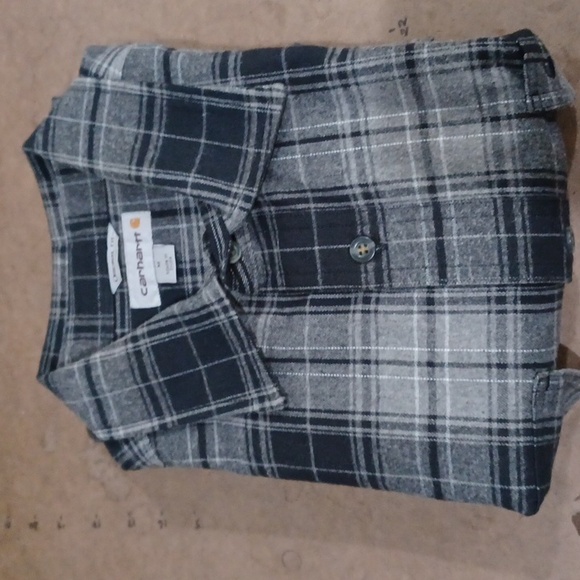 Carhartt Men's XL Black/Grey Heavy Duty Flannel Shirt/Jacket (mislabeled medium) - Picture 13 of 14
